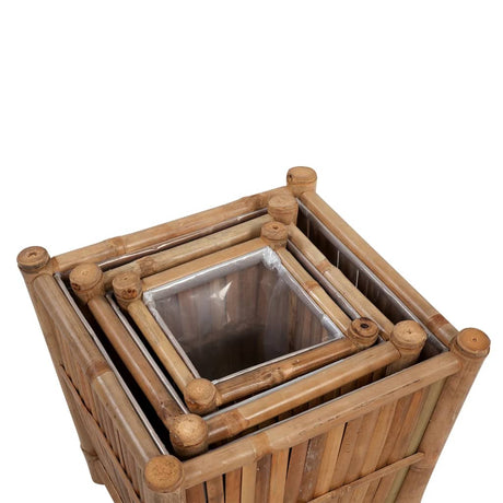 3 Pcs Bamboo Raised Bed With Nylon Lining
