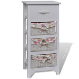 Cabinet With 1 Drawer And 3 Baskets Paulownia Wood
