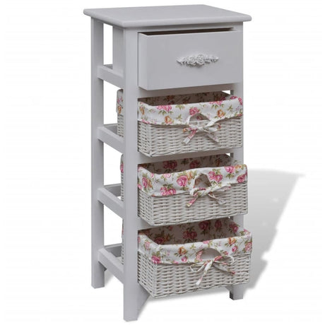 Cabinet With 1 Drawer And 3 Baskets Paulownia Wood