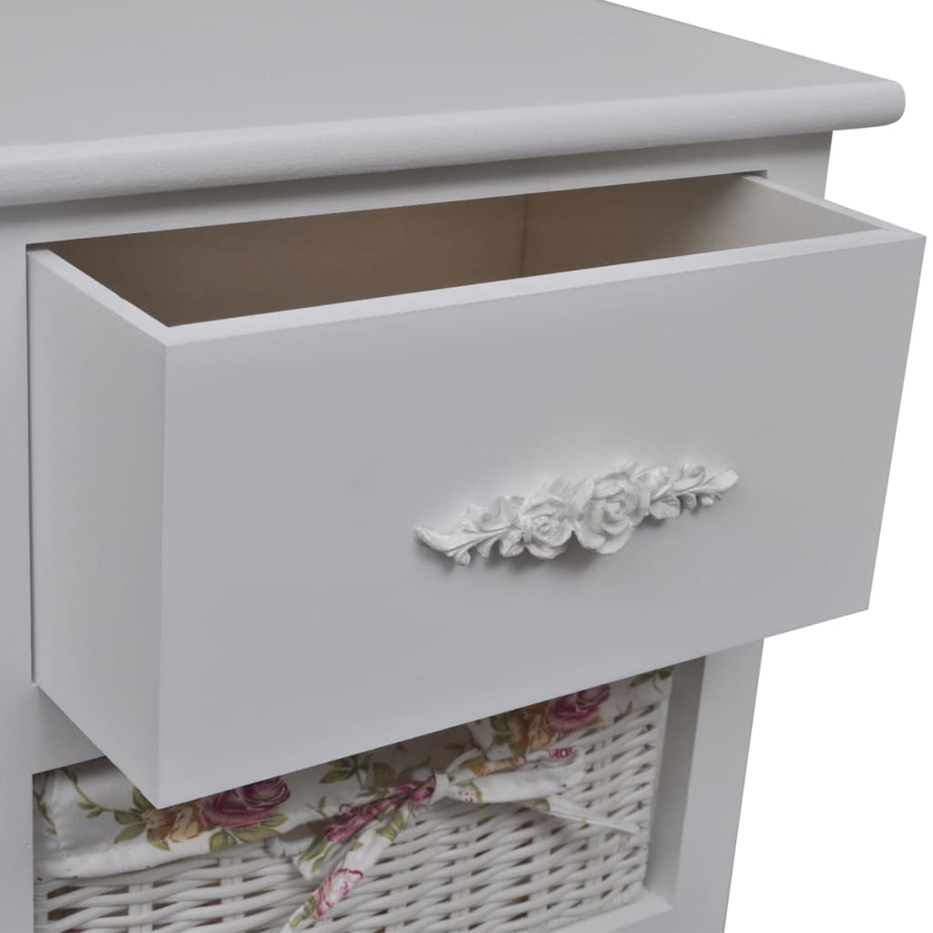 Cabinet With 1 Drawer And 3 Baskets Paulownia Wood
