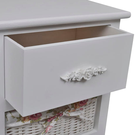 Cabinet With 1 Drawer And 3 Baskets Paulownia Wood