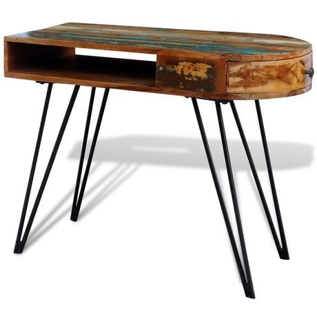 Reclaimed Solid Wood Desk With Iron Pin Legs