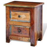 Nightstand With 2 Drawers Solid Reclaimed Wood