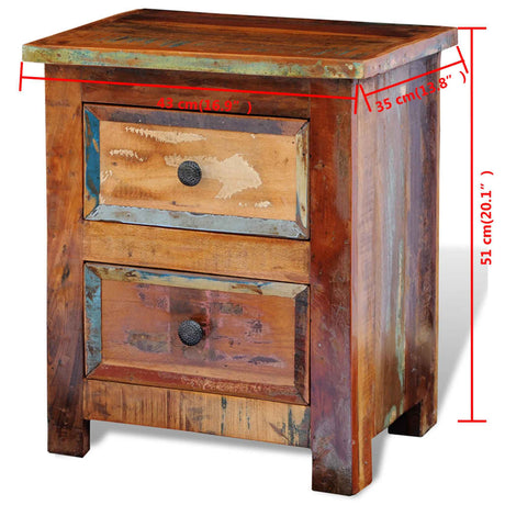 Nightstand With 2 Drawers Solid Reclaimed Wood