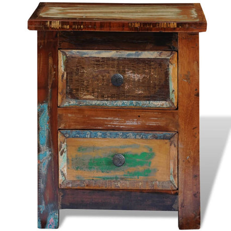 Nightstand With 2 Drawers Solid Reclaimed Wood