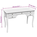 Wooden French Desk With Curved Legs And 5 Drawers