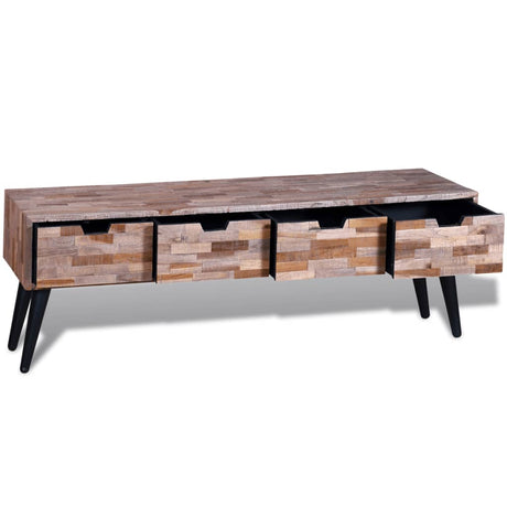 Console Tv Cabinet With 4 Drawers Reclaimed Teak