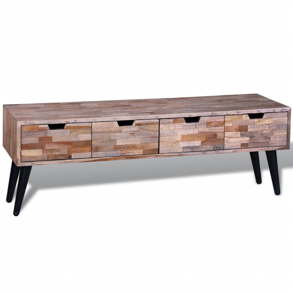 Console Tv Cabinet With 4 Drawers Reclaimed Teak