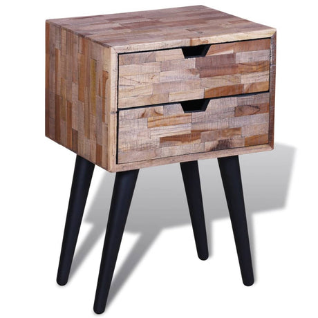 Nightstand With 2 Drawers Reclaimed Teak Wood