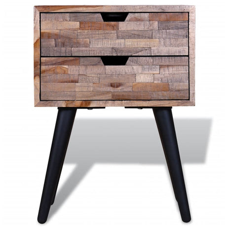 Nightstand With 2 Drawers Reclaimed Teak Wood