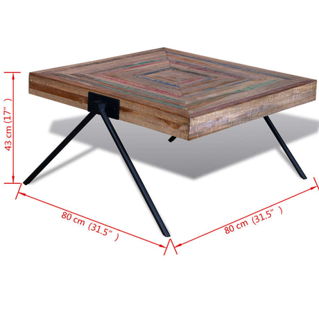Coffee Table With V-Shaped Legs Reclaimed Teak Wood