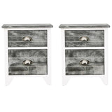 Nightstand 2 Pcs With 2 Drawers Grey And White