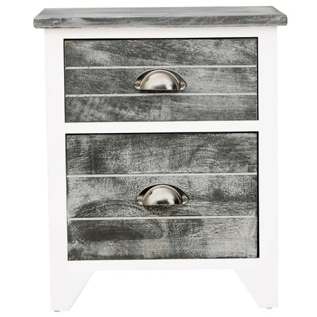 Nightstand 2 Pcs With 2 Drawers Grey And White