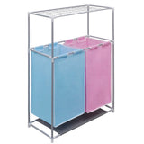 2-Section Laundry Sorter Hamper With A Top Shelf For Drying