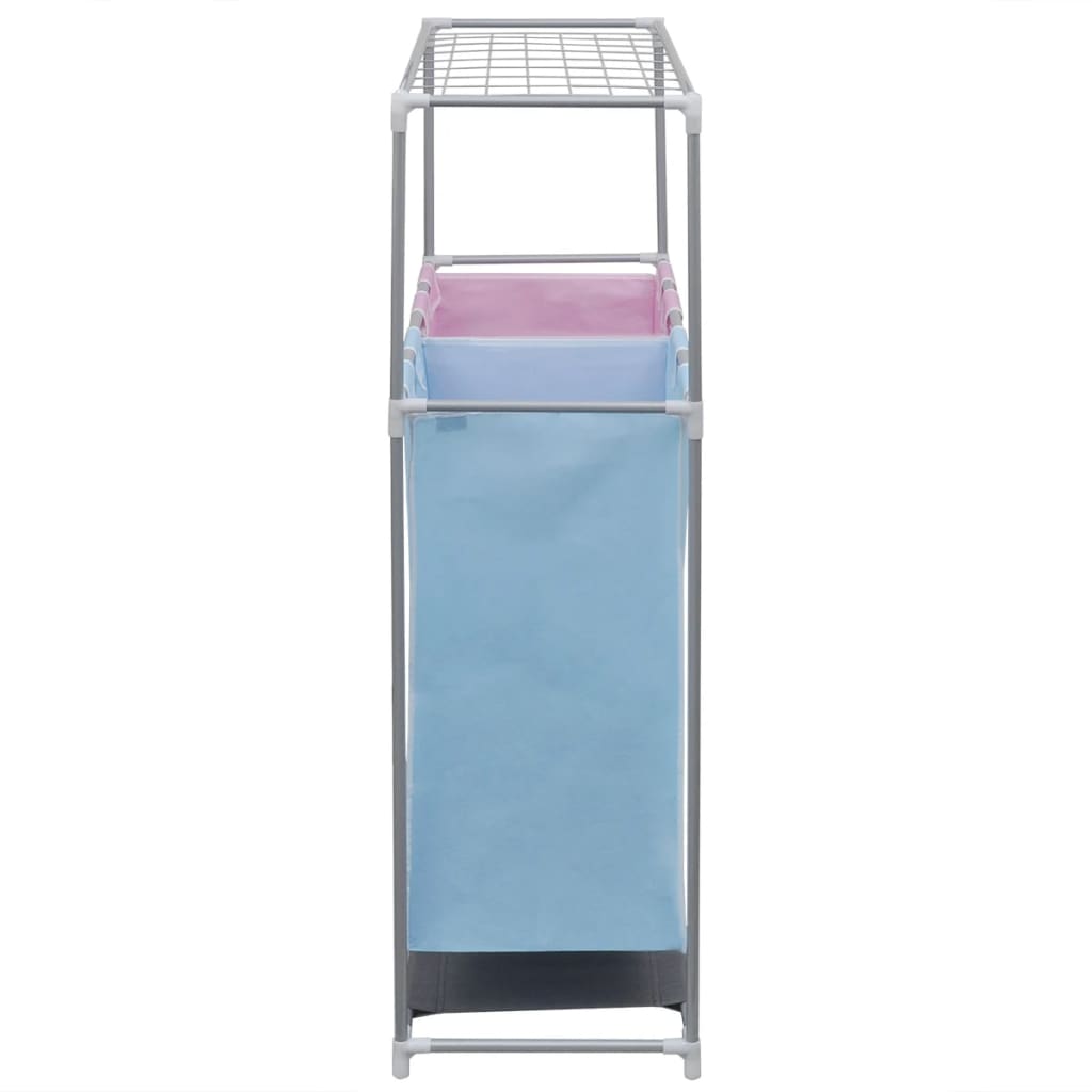 2-Section Laundry Sorter Hamper With A Top Shelf For Drying