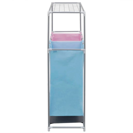 2-Section Laundry Sorter Hamper With A Top Shelf For Drying
