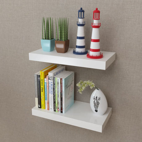 Floating Wall Display Shelves Book/Dvd Storage Mdf 2 Pcs