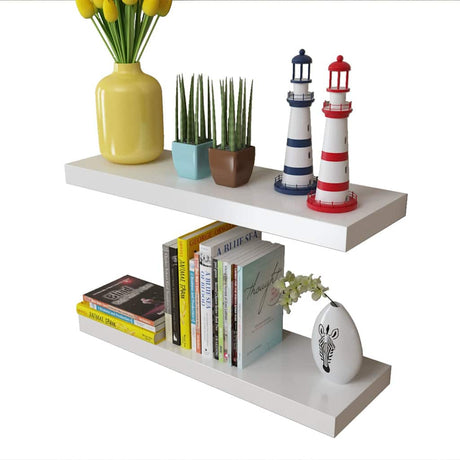 Floating Wall Display Shelves Book/Dvd Storage Mdf 2 Pcs