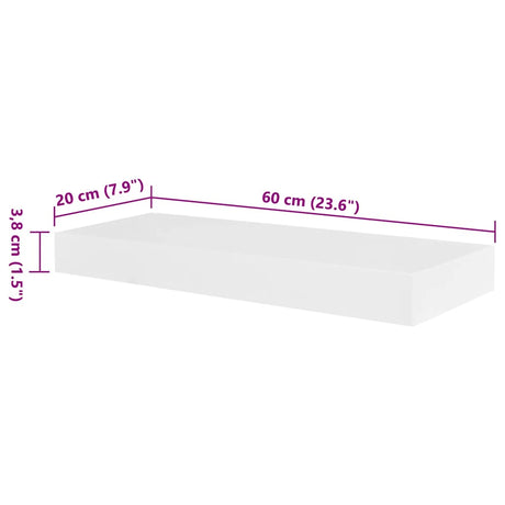 Floating Wall Display Shelves Book/Dvd Storage Mdf 2 Pcs