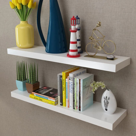 Floating Wall Display Shelves Book/Dvd Storage Mdf 2 Pcs