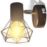 2 Black Industrial Style Wire Frame Wall Sconce With Led Filament Bulb