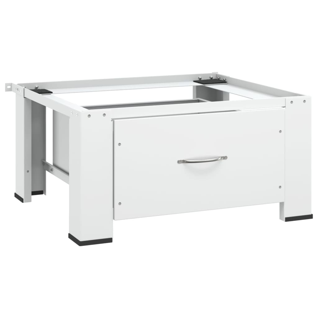 Washing And Drying Machine Pedestal With Pull-Out Shelves White