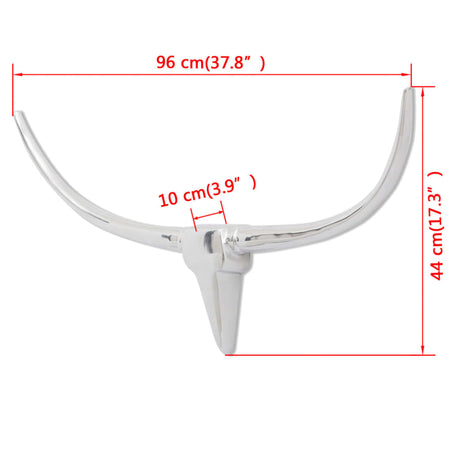 Wall Mounted Aluminium Bull’s Head Decoration Silver