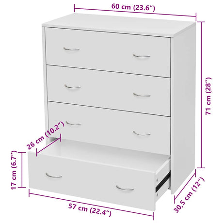 Sideboard With 4 Drawers 60X30.5X71 Cm
