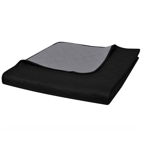 Double-Sided Quilted Bedspread Black/Grey