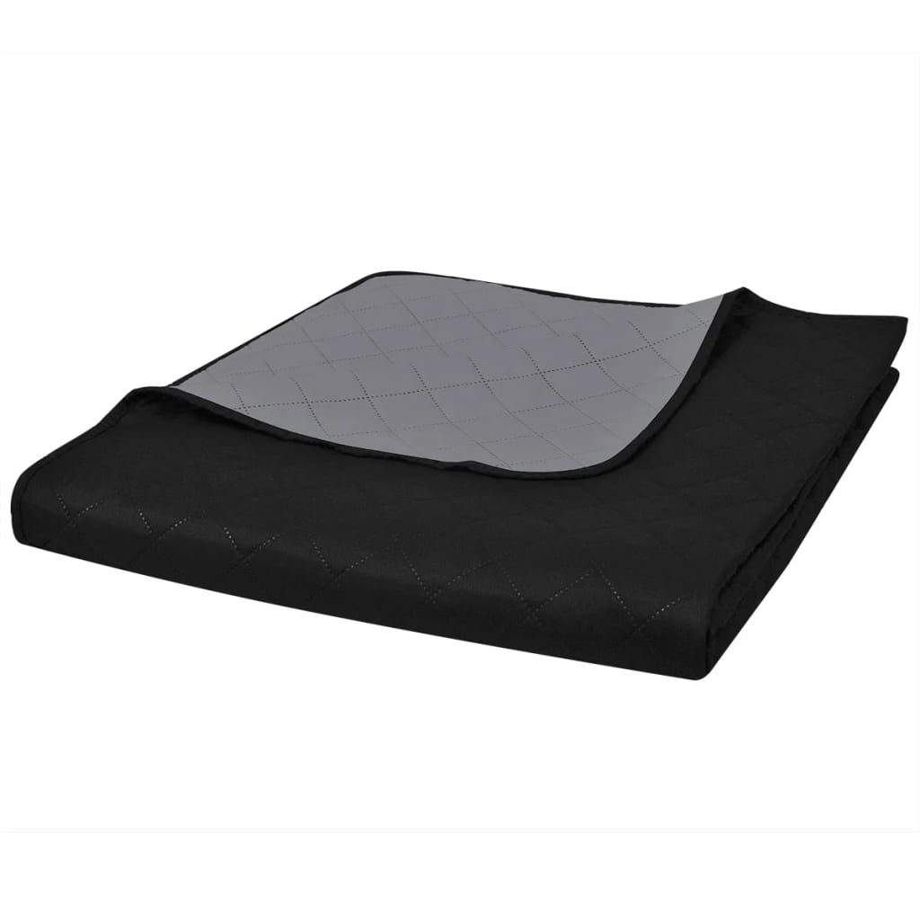 Double-Sided Quilted Bedspread Black/Grey