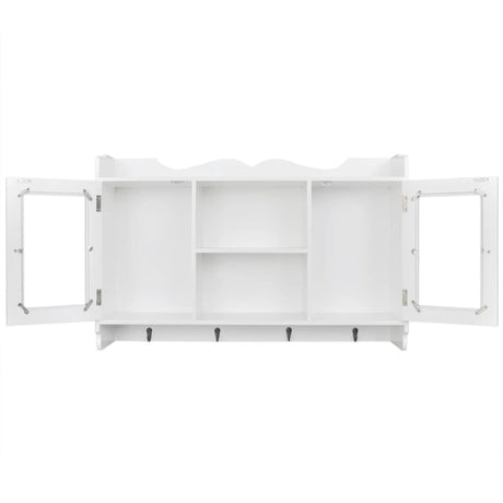 White Mdf Wall Cabinet Display Shelf Book/Dvd/Glass Storage