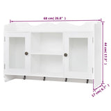 White Mdf Wall Cabinet Display Shelf Book/Dvd/Glass Storage