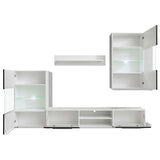 4 Pcs High Gloss Wall Display Cabinet Tv Unit With Led Lighting