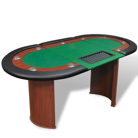 10-Player Poker Table With Dealer Area And Chip Tray