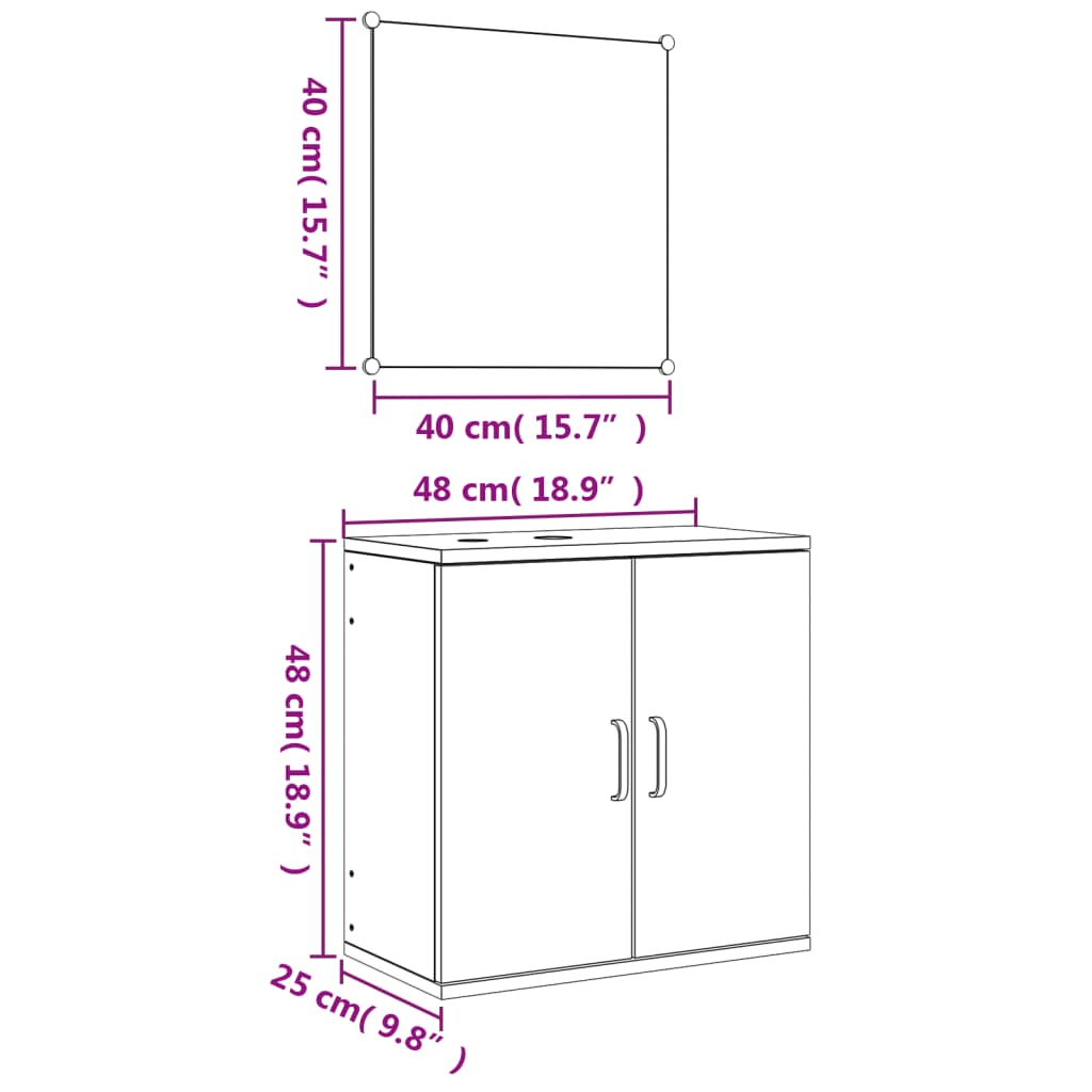 2 Piece Bathroom Furniture Set Engineered Wood