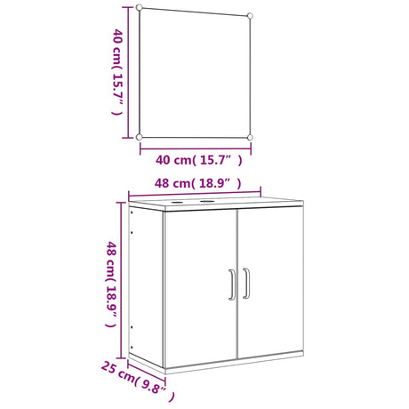 2 Piece Bathroom Furniture Set Engineered Wood