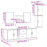 7 Piece Bathroom Furniture Set Engineered Wood