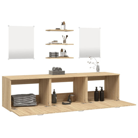 6 Piece Bathroom Furniture Set Engineered Wood