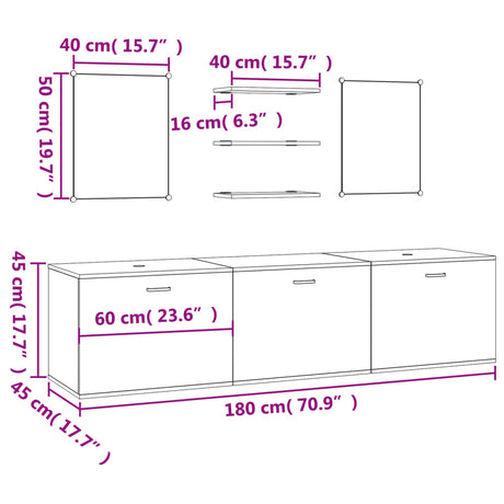 6 Piece Bathroom Furniture Set Engineered Wood