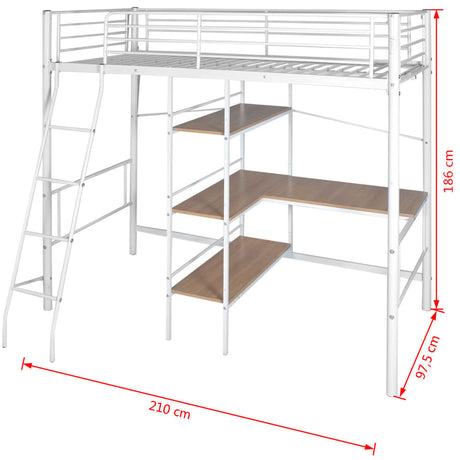 High Sleeper Bed Without Mattress & Brown Metal
