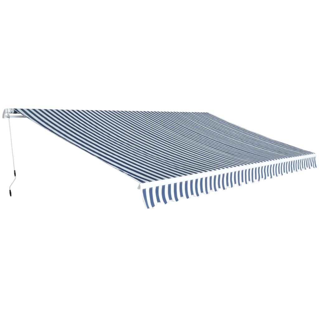 Folding Awning Manual-Operated 500 Cm Blue And White