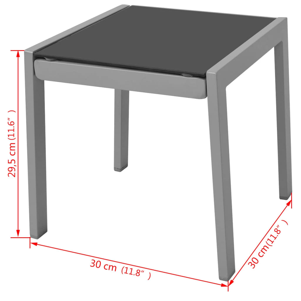 Sun Loungers With Table Aluminium Black