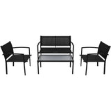 4 Piece Garden Lounge Set Textilene Black