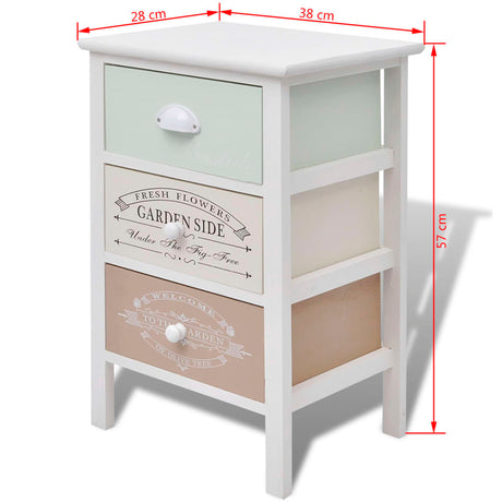 French Storage Cabinet 3 Drawers Wood
