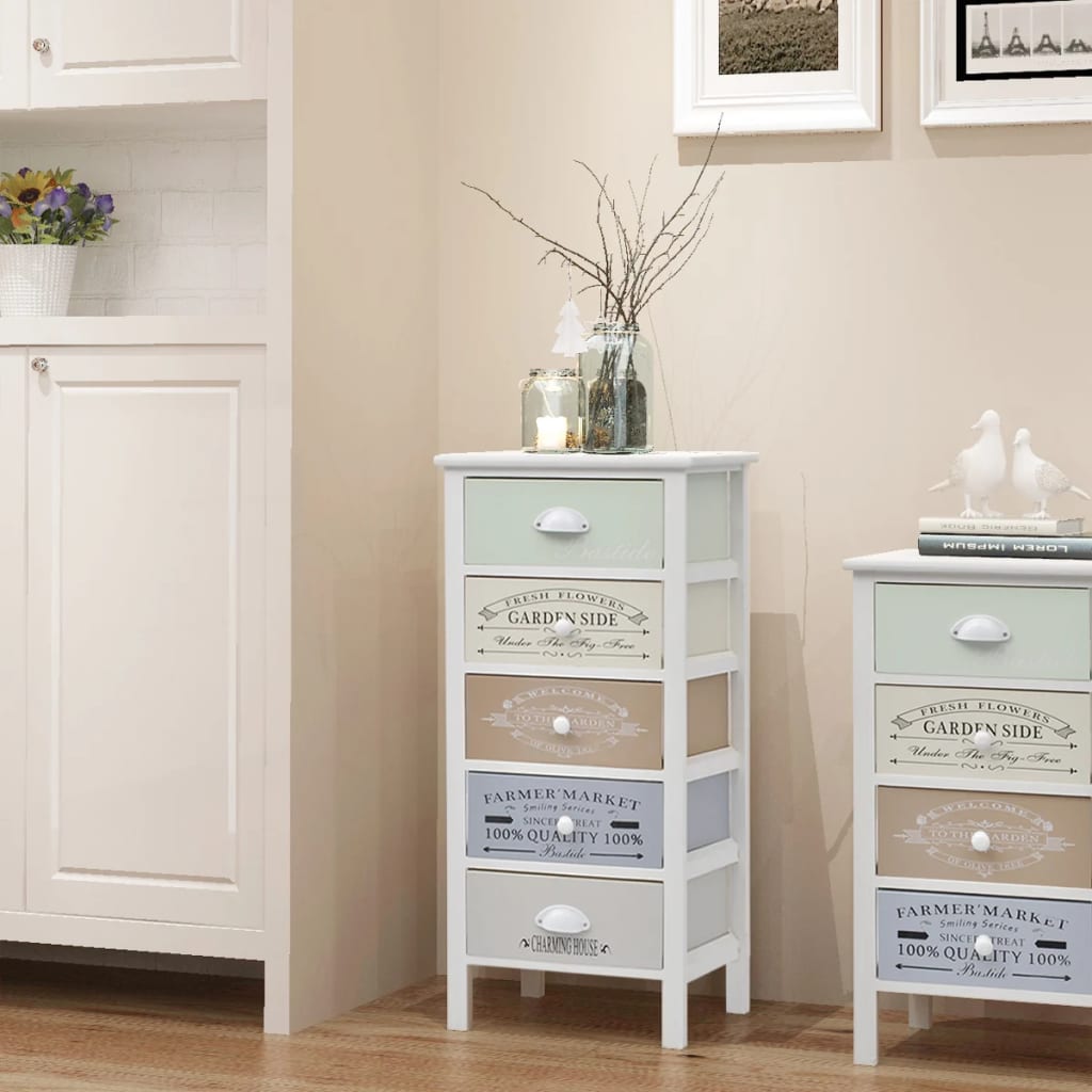 French Storage Cabinet 3 Drawers Wood