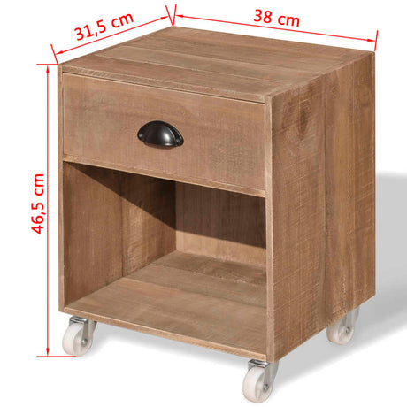 Nightstand Brown Solid Wood