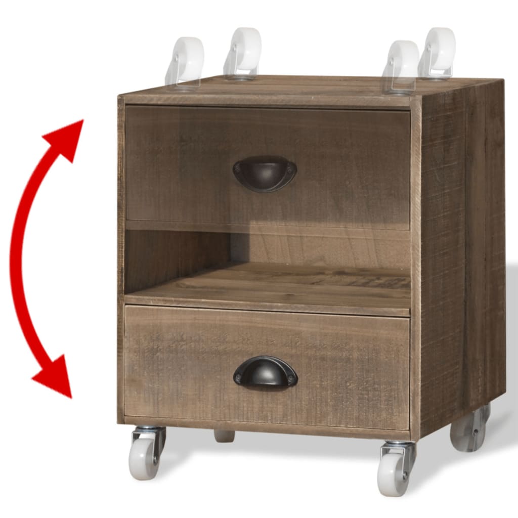 Nightstand Brown Solid Wood