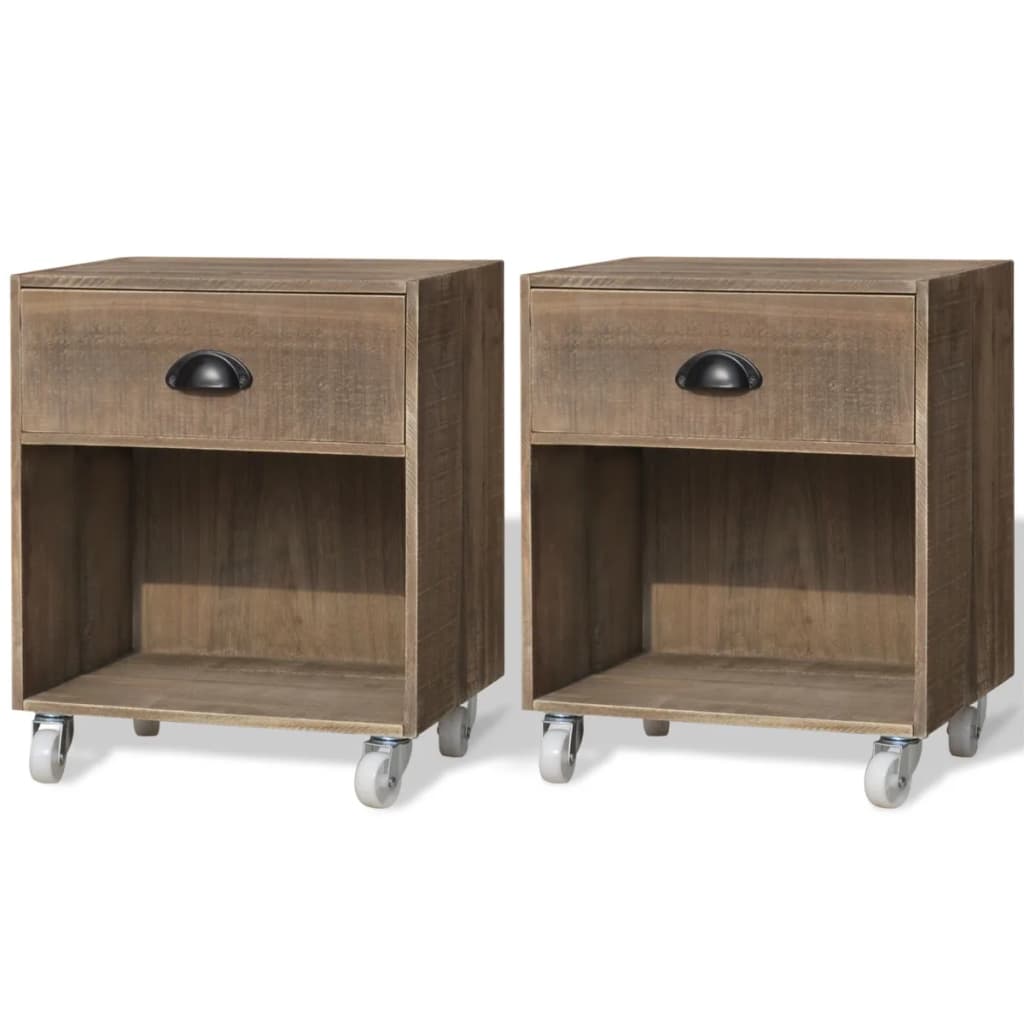 Nightstand Brown Solid Wood