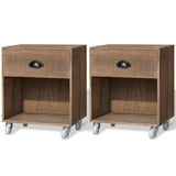 Nightstand Brown Solid Wood