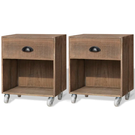Nightstand Brown Solid Wood